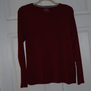 Talbots Tee  Large Maroon Long Sleeve Pima Cotton T -Shirt